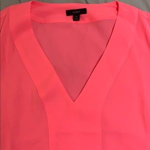 💕 J. Crew highlighter hot pink blouse, never worn